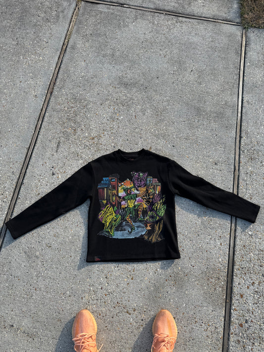 Mardi Gras Waffle Knit Long Sleeve